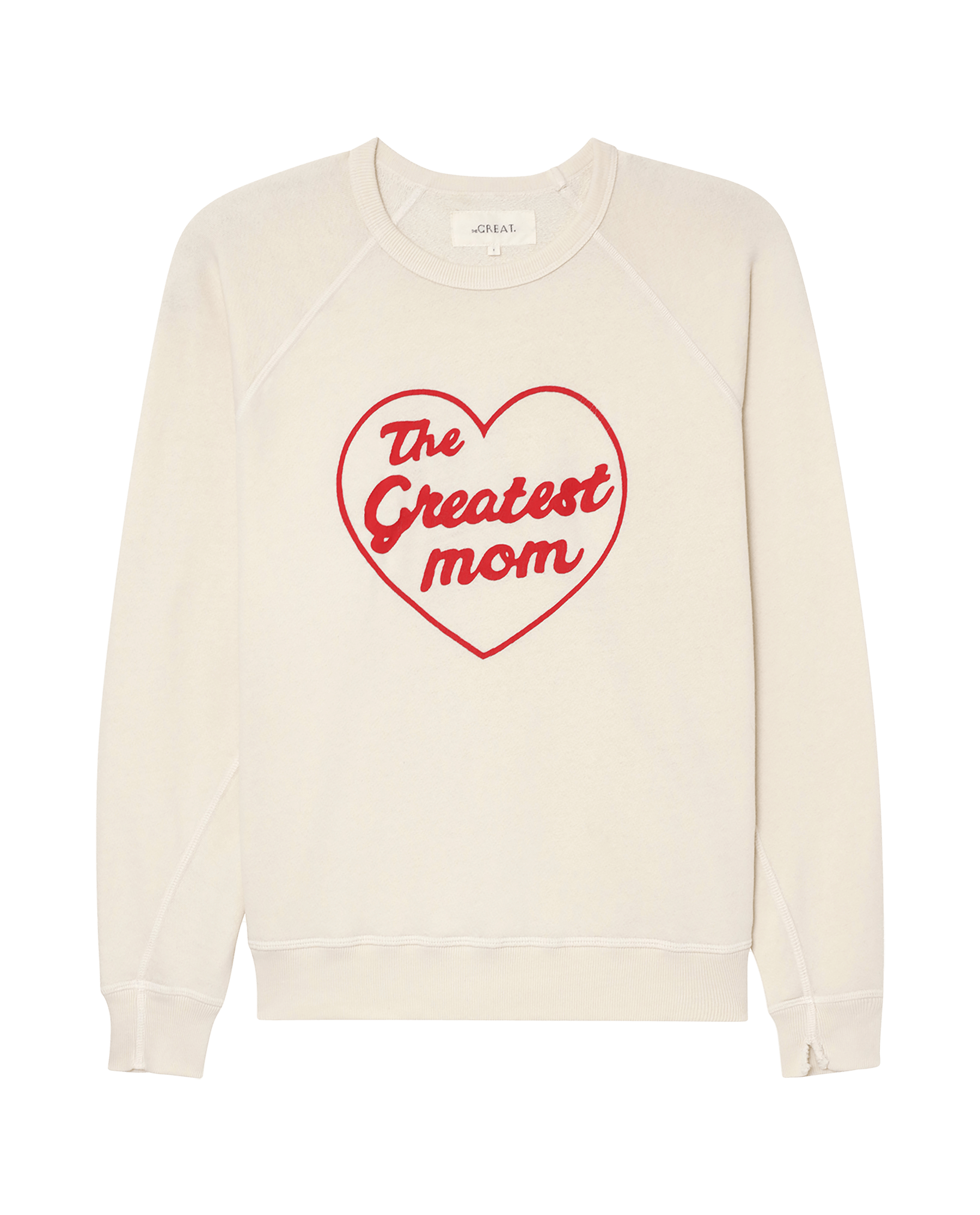 The College Sweatshirt. Graphic -- Washed White with  est Mom Graphic