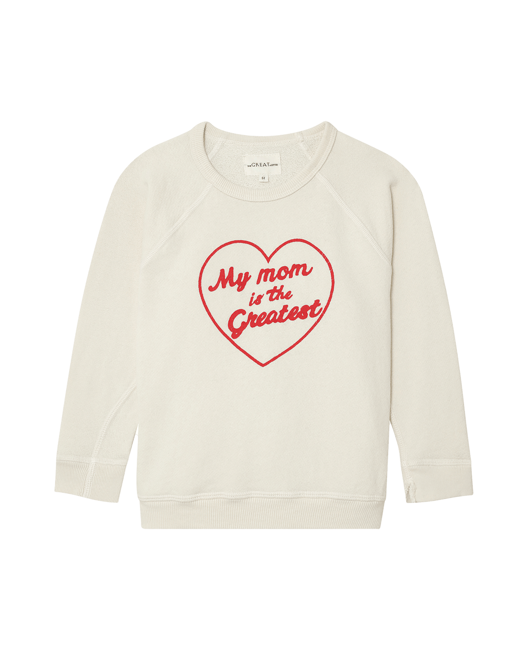 The Little College Sweatshirt. Novelty -- Washed White My Mom Is  est Graphic