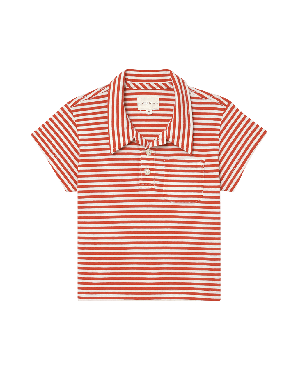 The Little Lacrosse Polo. -- Sun Cherry Stripe