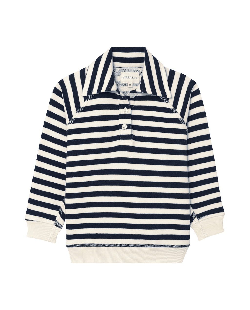The Little Rugby Sweatshirt. -- Navy Sailor Stripe