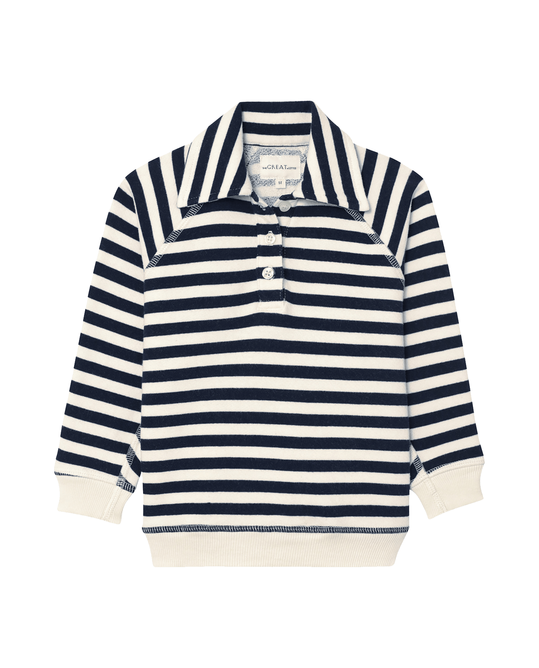 The Little Rugby Sweatshirt. -- Navy Sailor Stripe