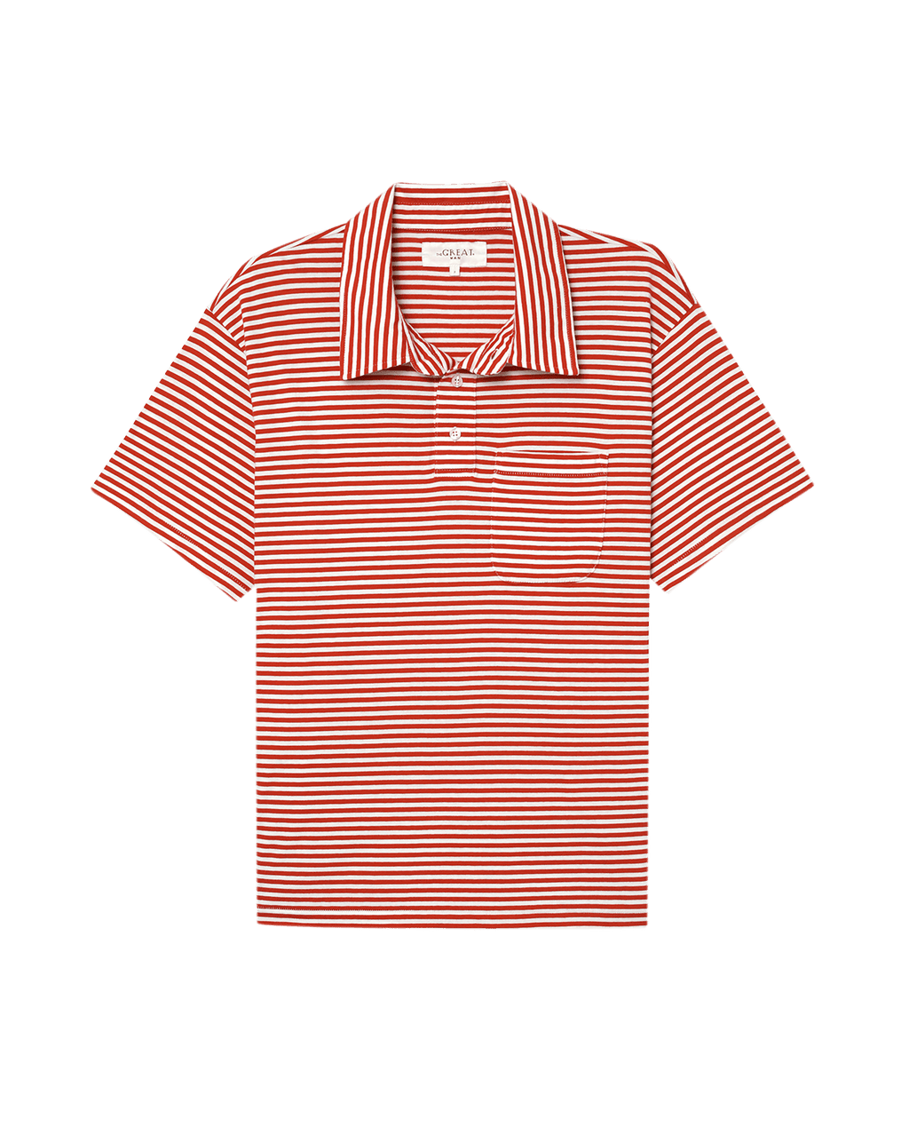 The Men's Lacrosse Polo. -- Sun Cherry Stripe