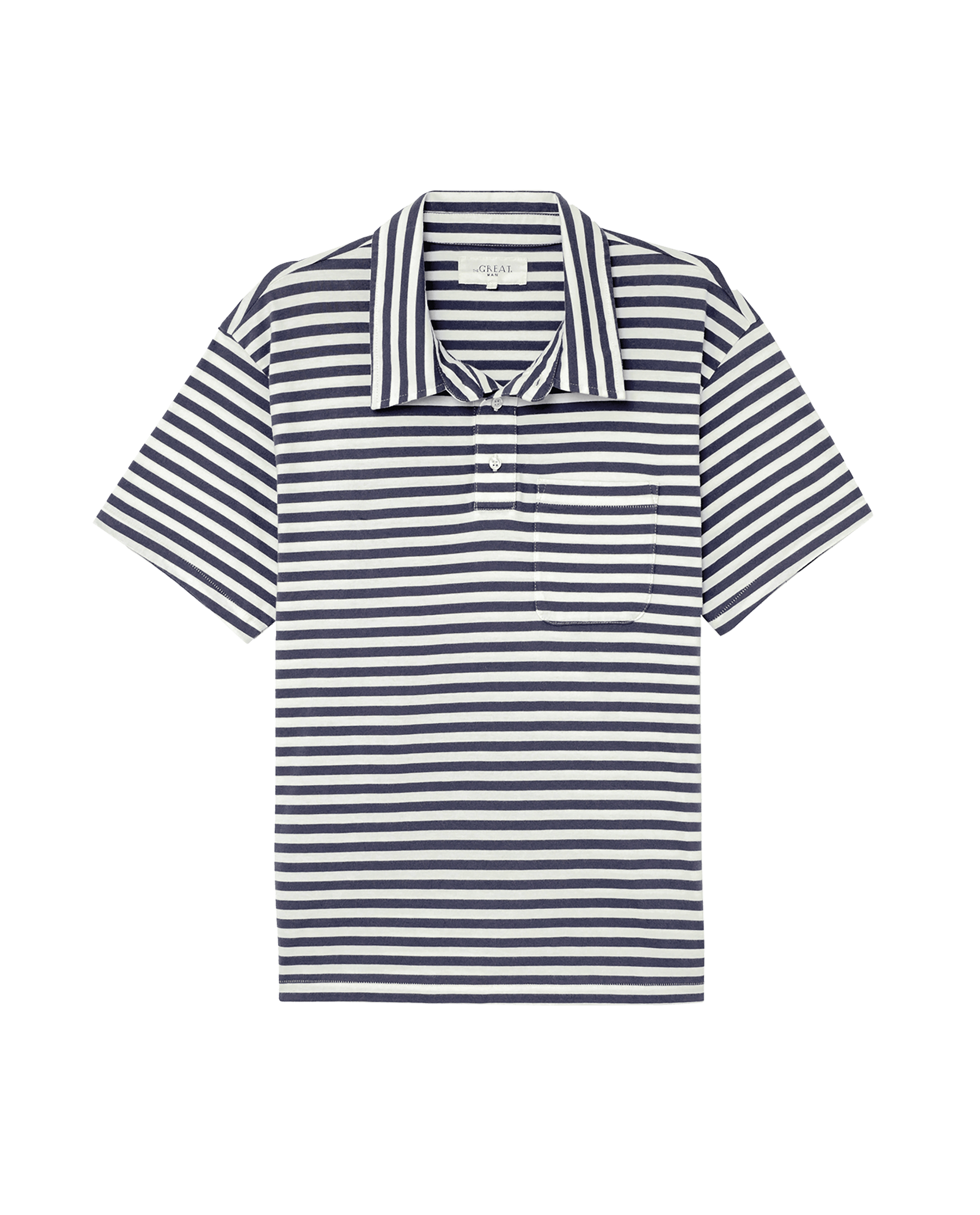 The Men's Lacrosse Polo. -- Vintage Blue Stripe
