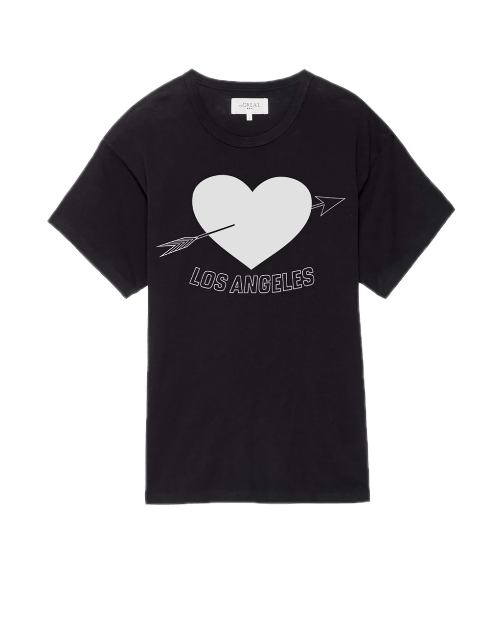 The Men's Boxy Crew. Graphic -- Almost Black with Los Angeles Heart Graphic