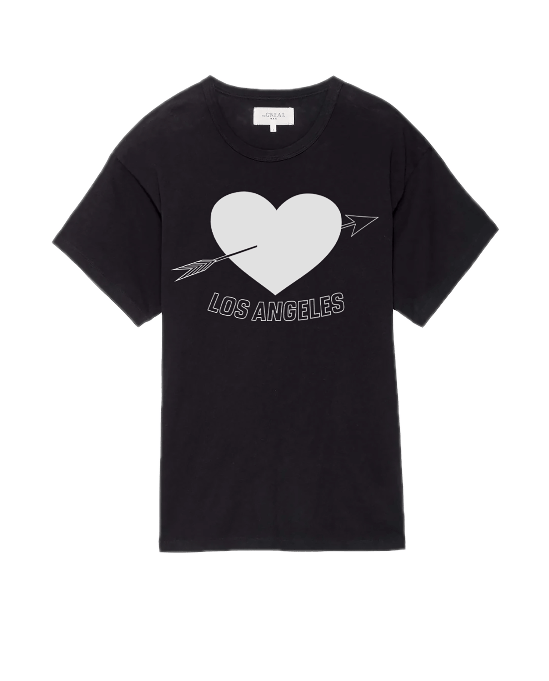 The Men's Boxy Crew. Graphic -- Almost Black with Los Angeles Heart Graphic