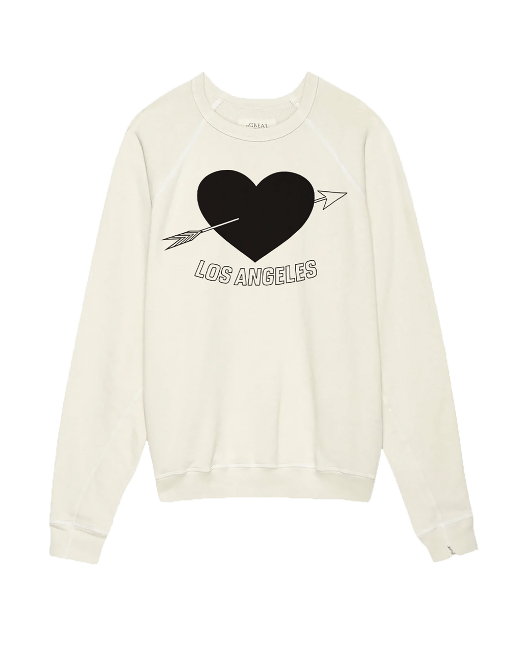 The Men's College Sweatshirt. Graphic -- Washed White with Los Angeles Heart Graphic