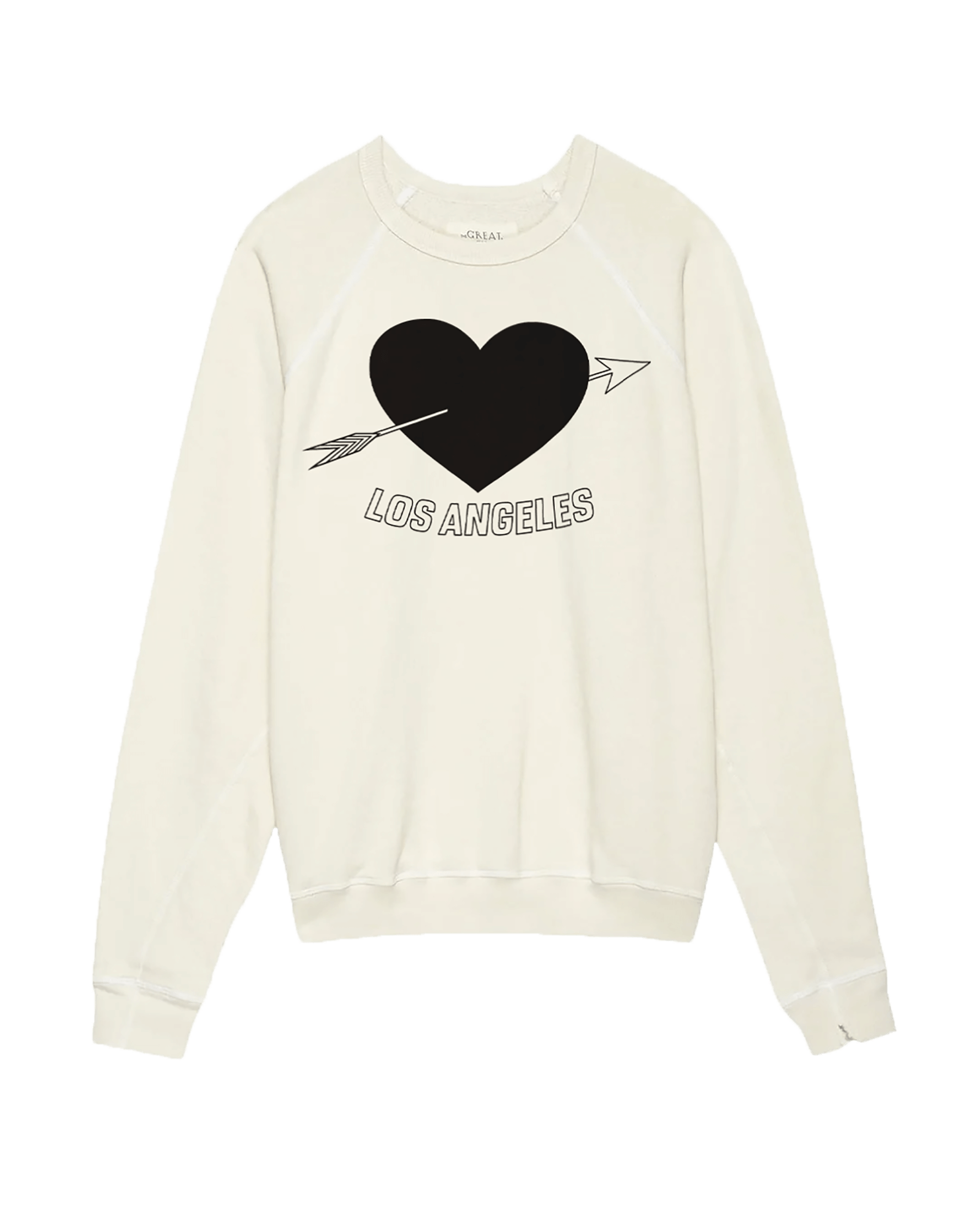 The Men's College Sweatshirt. Graphic -- Washed White with Los Angeles Heart Graphic