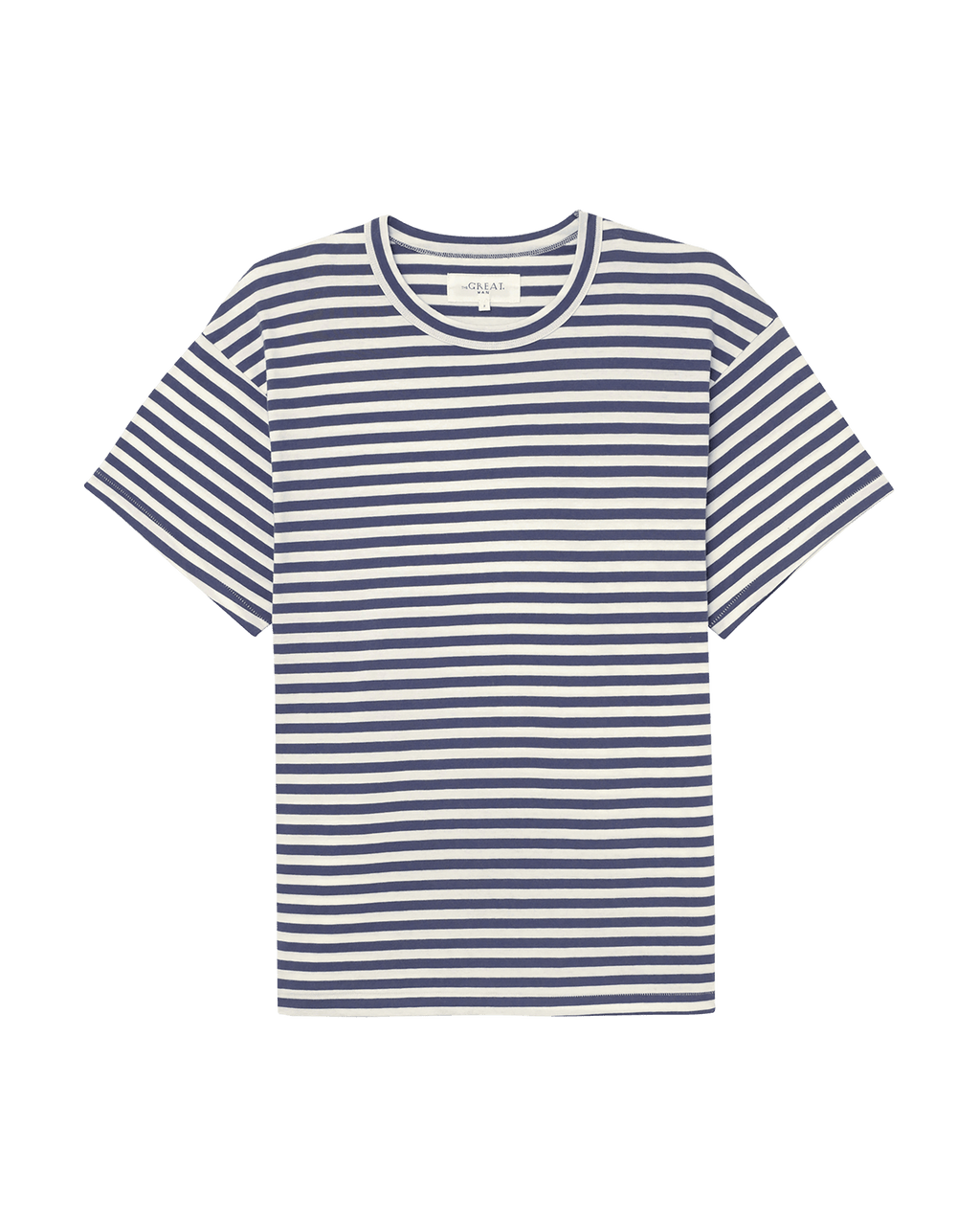 The Men's Boxy Crew. -- Vintage Blue Stripe