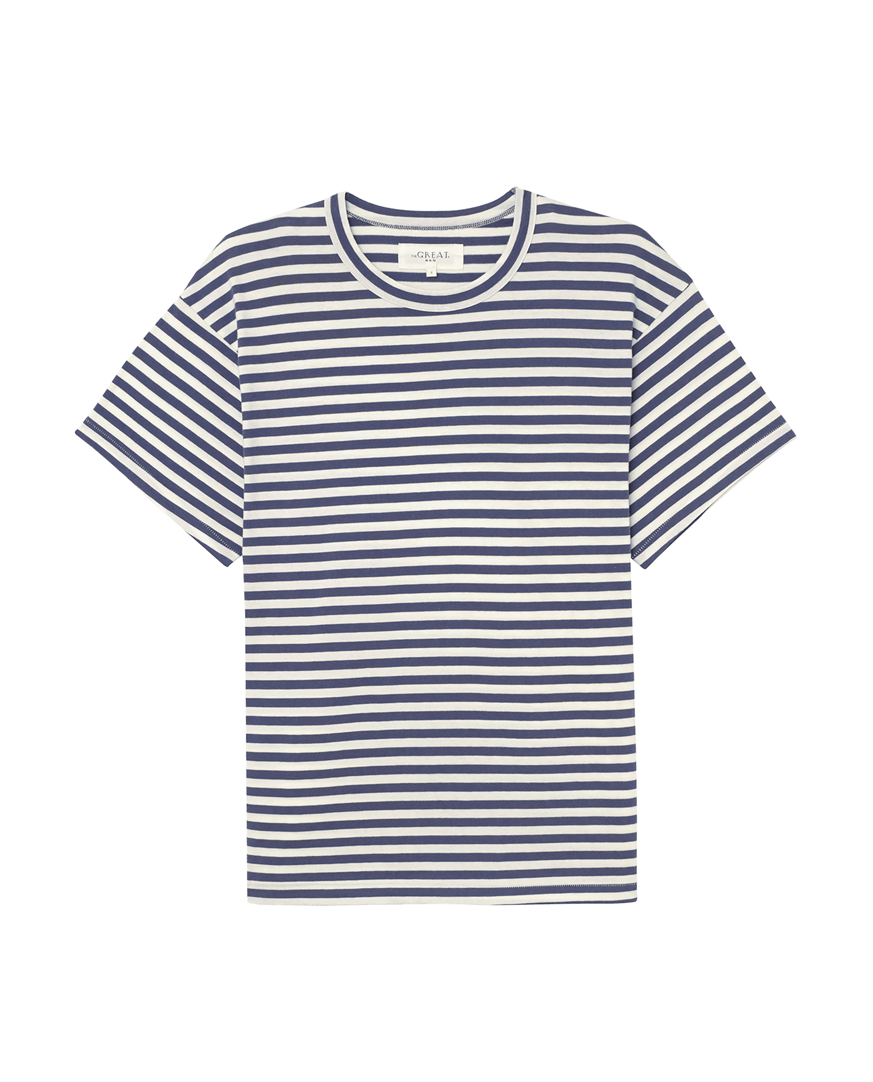 The Men's Boxy Crew. -- Vintage Blue Stripe