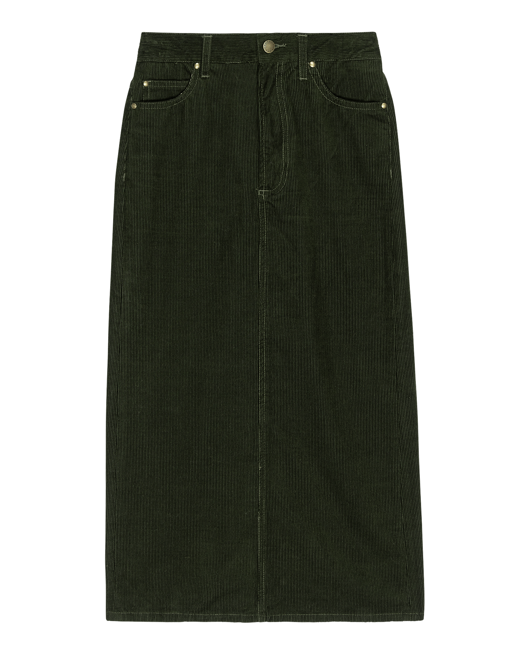 The Column Skirt. Cord -- Woodland Green