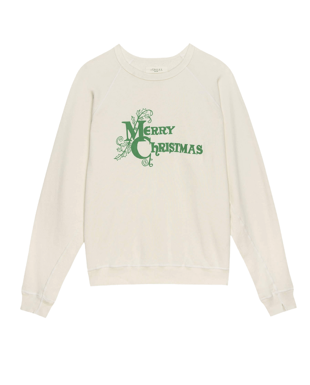 The Men's College Sweatshirt. Graphic -- Washed White with Merry Christmas Graphic
