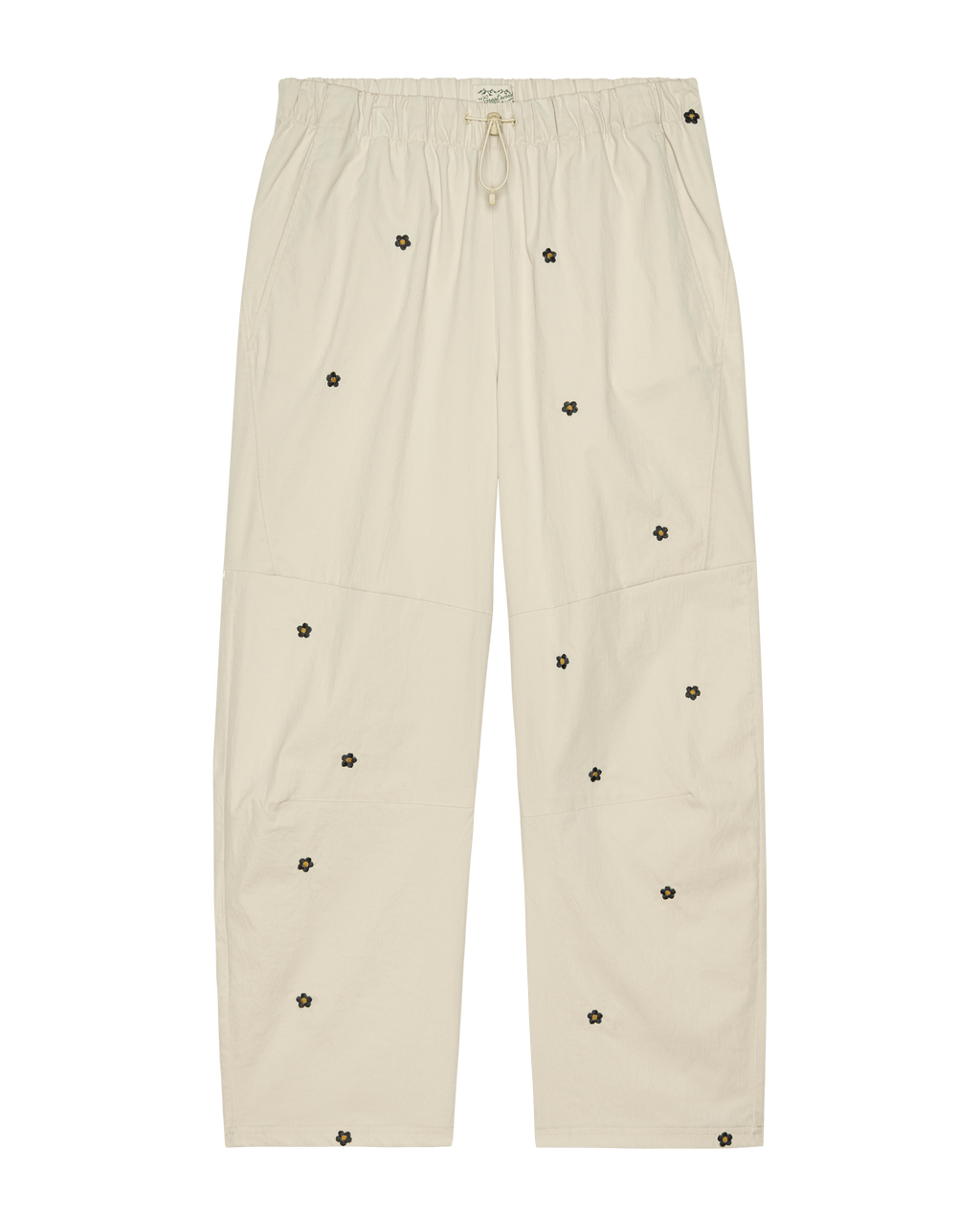 The Embroidered Outpost Pant. -- Cream With Black Daisies