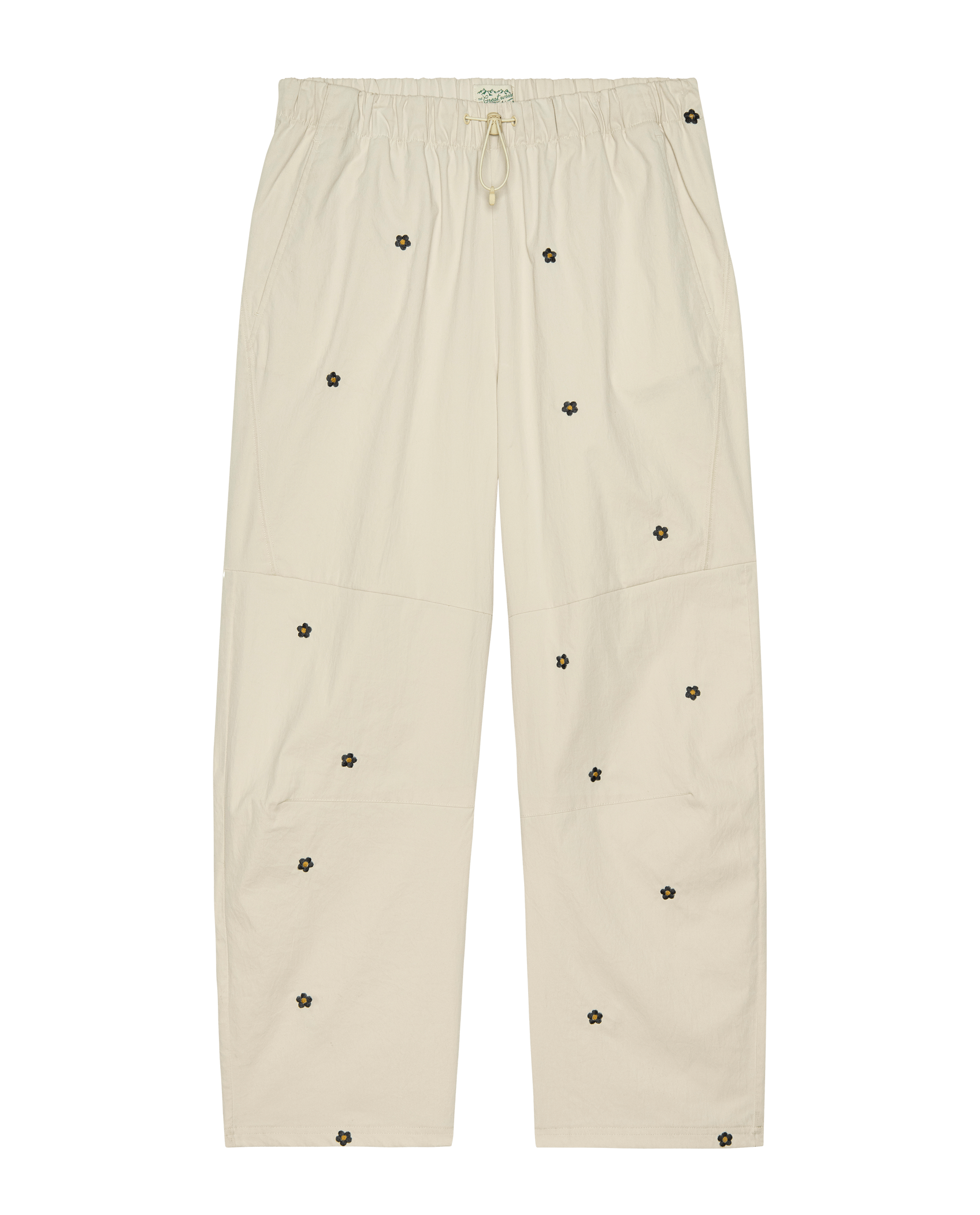 The Embroidered Outpost Pant. -- Cream With Black Daisies