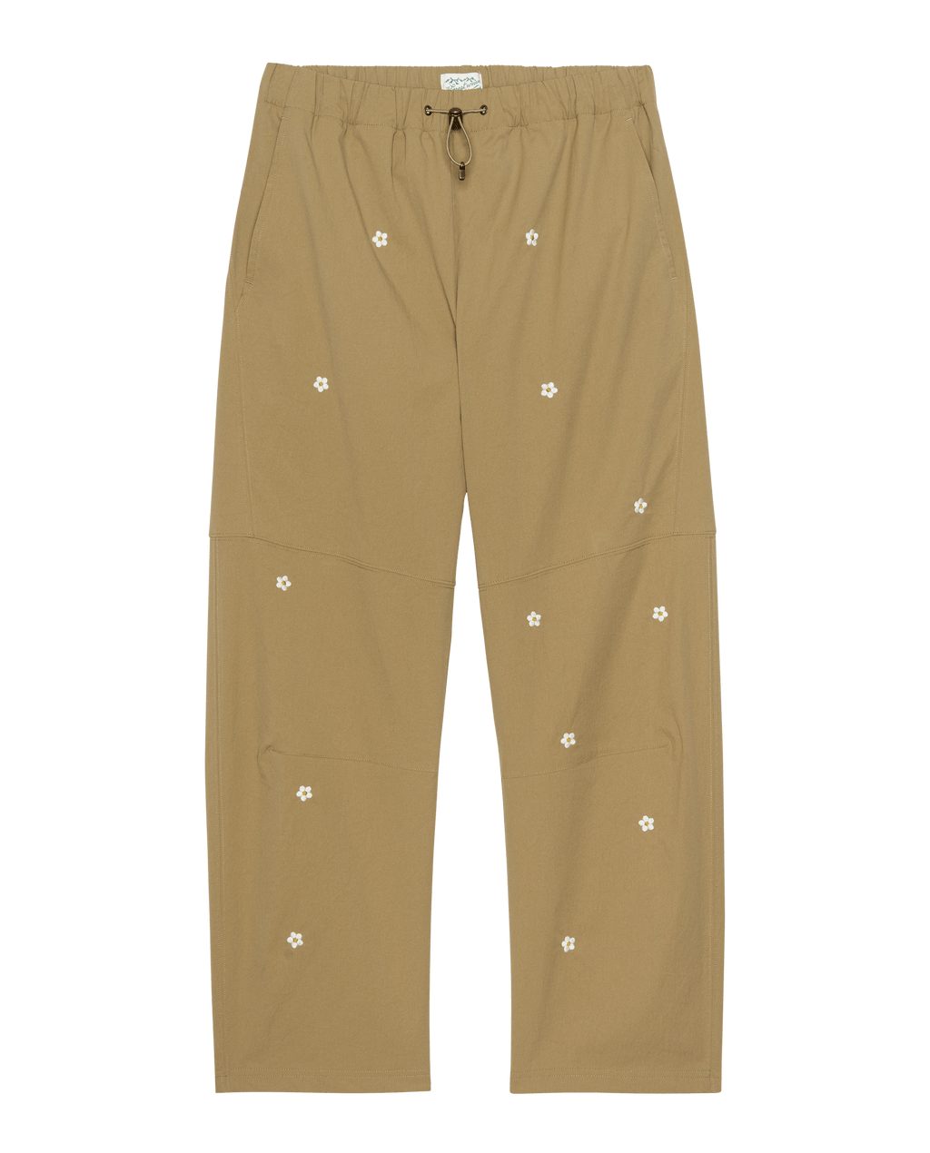 The Embroidered Outpost Pant. -- Khaki With Cream Daisies