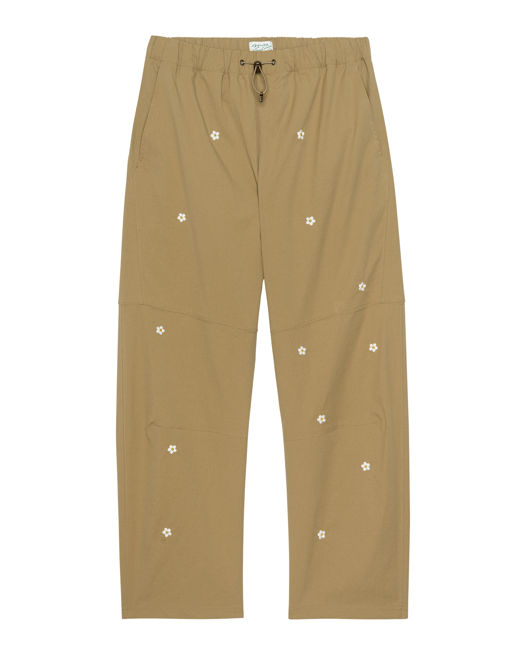 The Embroidered Outpost Pant. -- Khaki With Cream Daisies