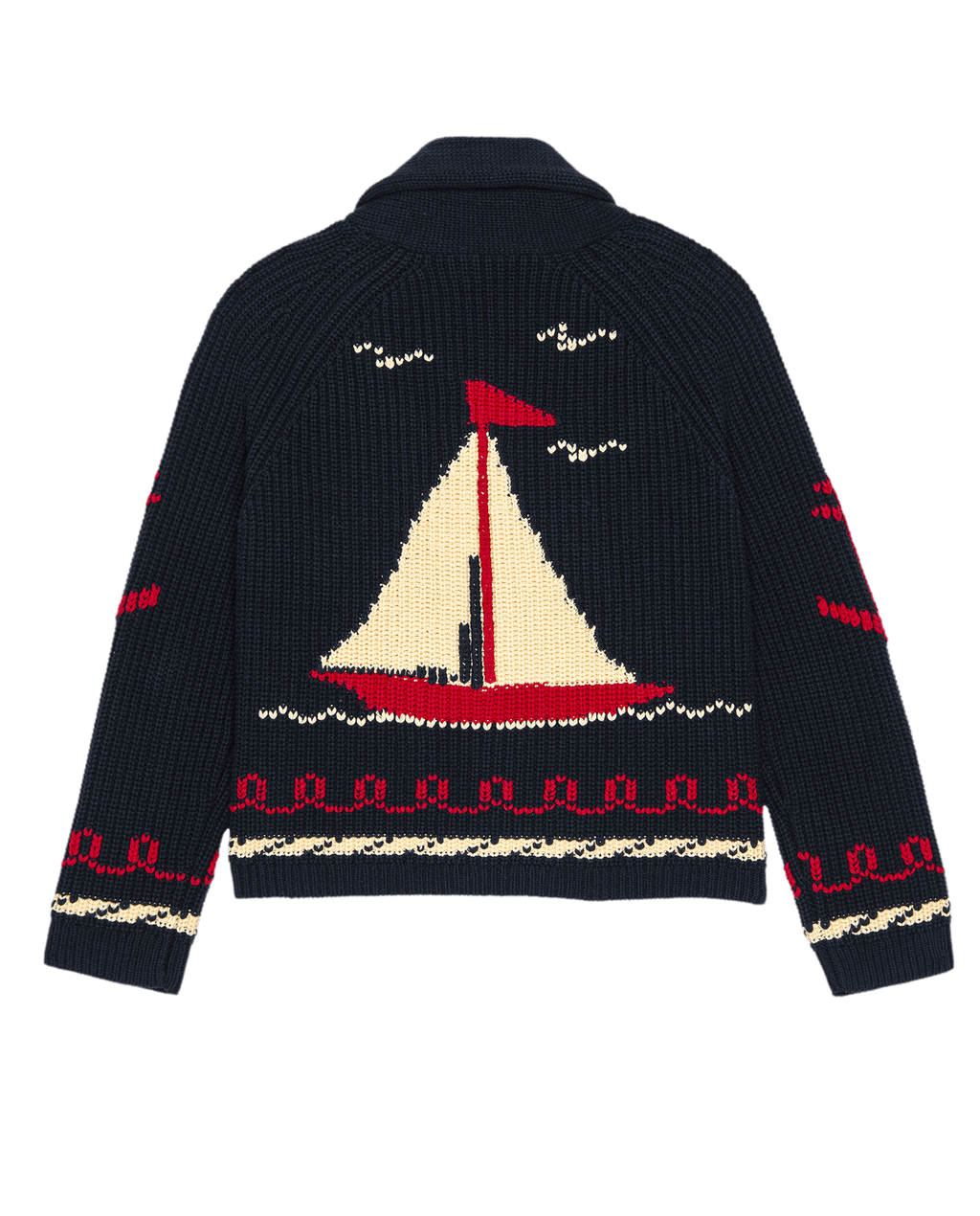 The Sailboat Lodge Cardigan. -- Dark Navy