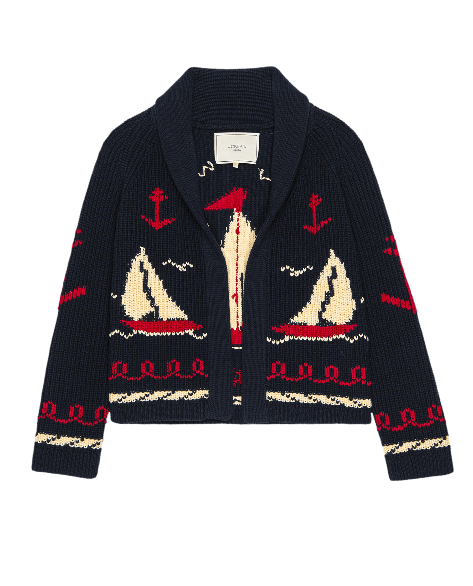 The Sailboat Lodge Cardigan. -- Dark Navy