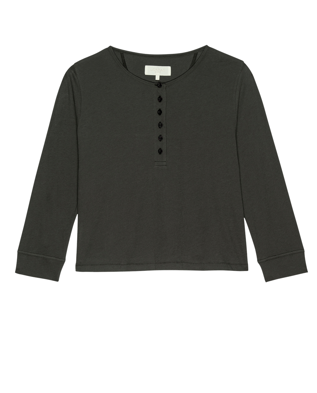 The Crop Sleep Henley. -- Washed Black