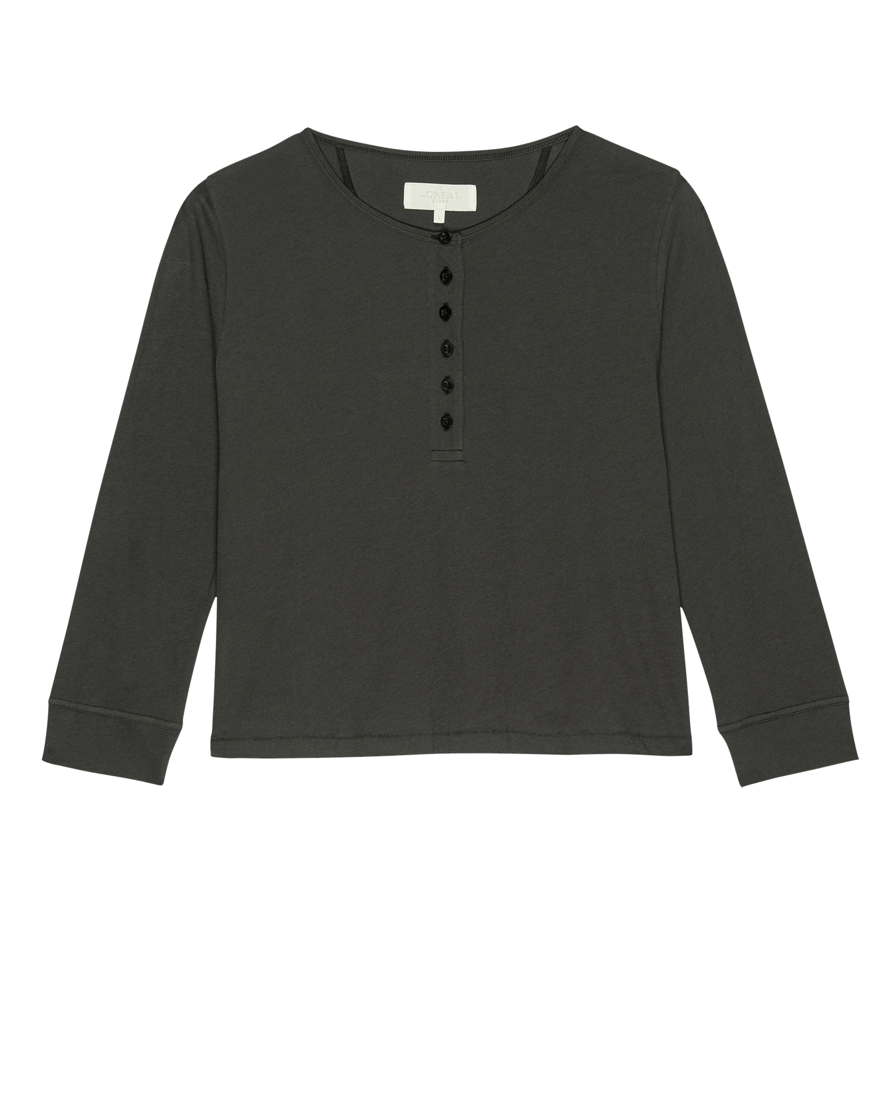 The Crop Sleep Henley. -- Washed Black