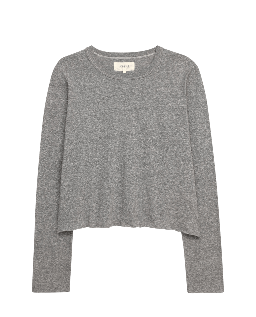 The Long Sleeve Crop Tee. -- Heather Grey