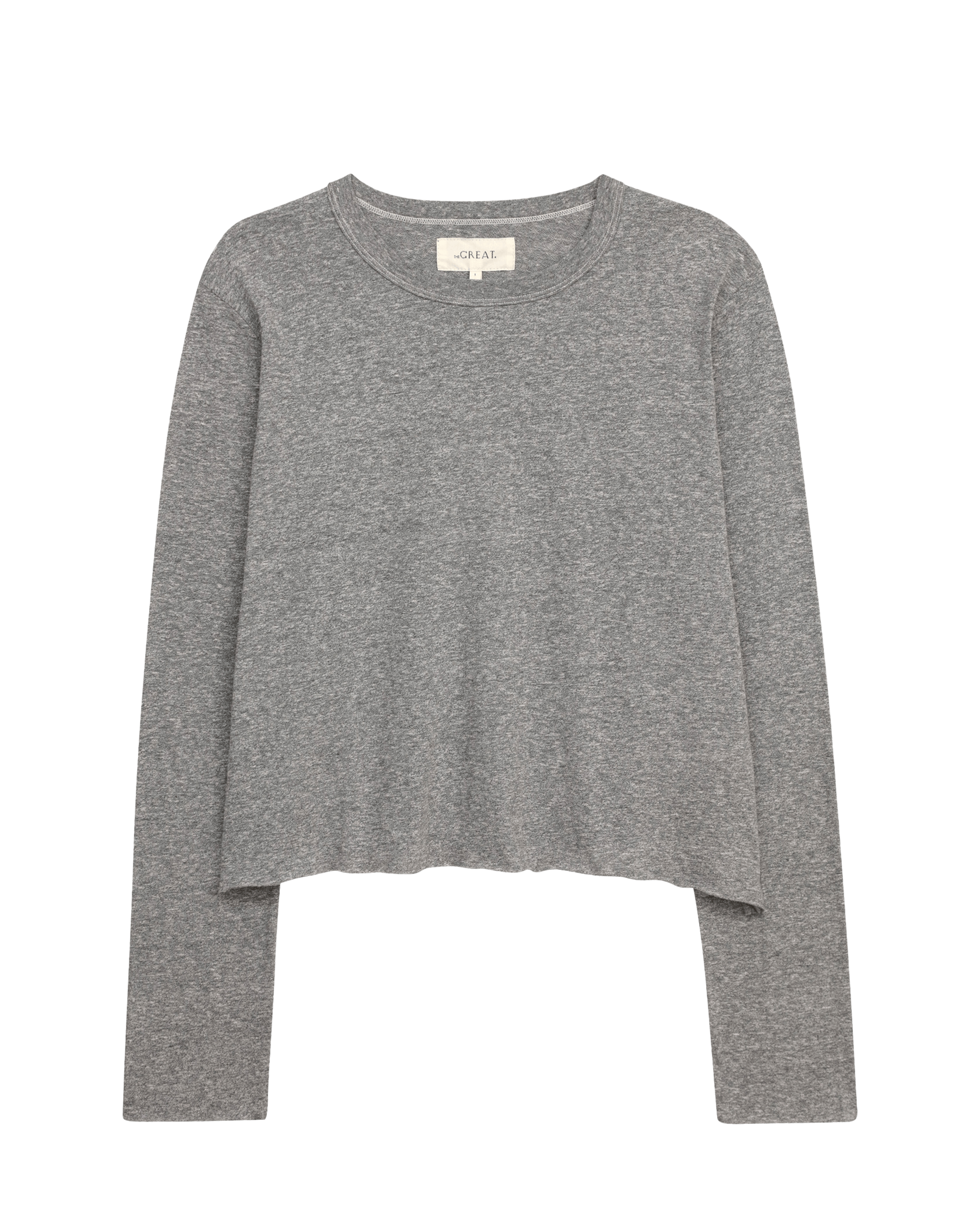 The Long Sleeve Crop Tee. -- Heather Grey