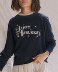 The College Sweatshirt. GRAPHIC -- NAVY WITH HANUKKAH GRAPHIC