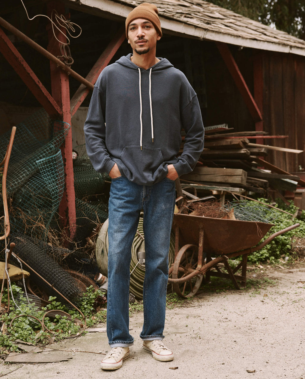 The Men's Gym Drawstring Hoodie. -- Washed Navy