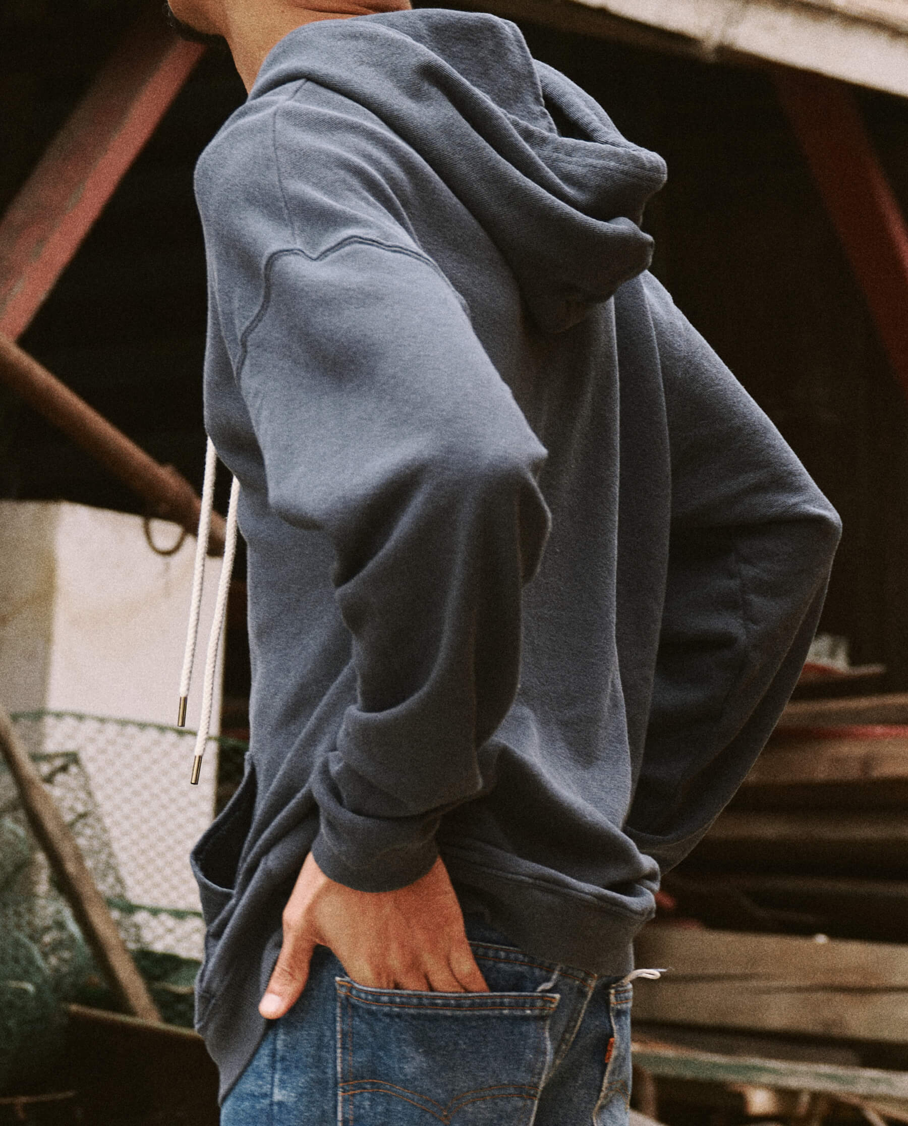 The Men's Gym Drawstring Hoodie. -- Washed Navy