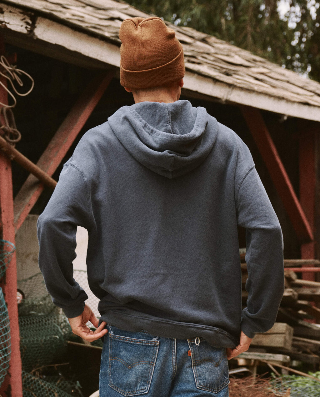 The Men's Gym Drawstring Hoodie. -- Washed Navy