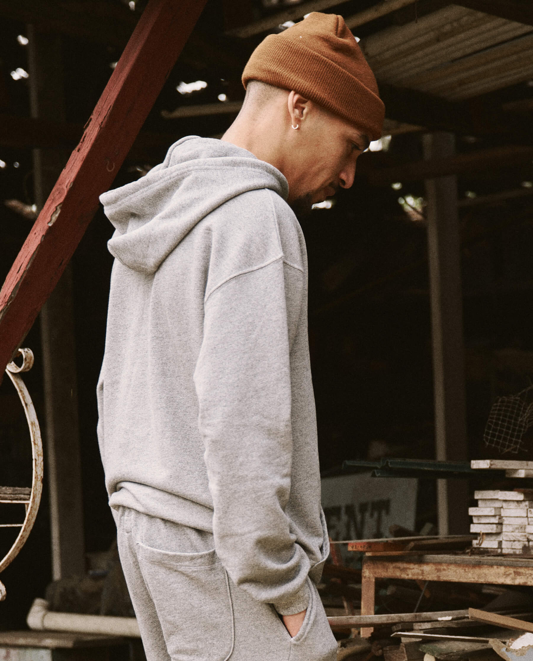 The Men's Gym Drawstring Hoodie. -- Varsity Grey