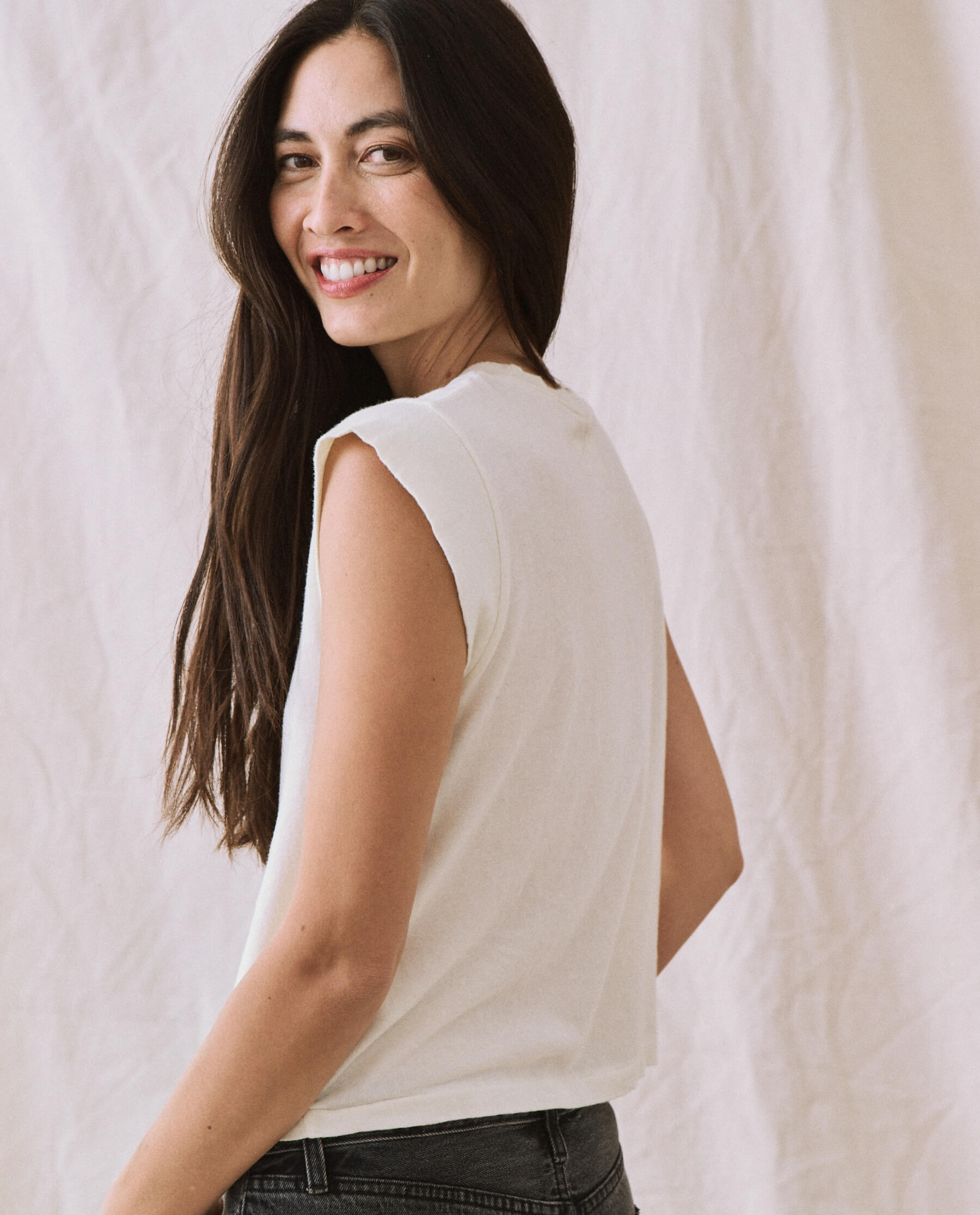 The Peak Shoulder Tee. -- Washed White