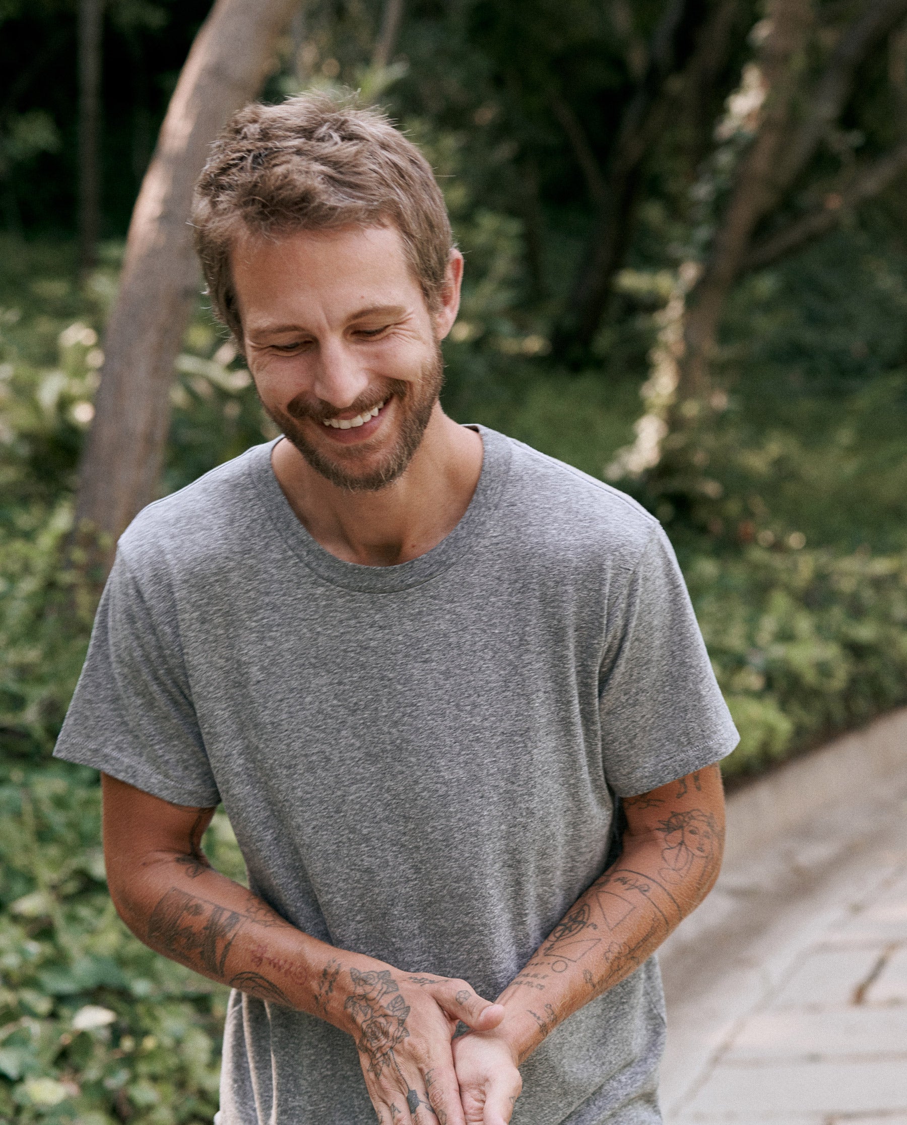 The Men's Slim Tee. -- HEATHER GREY